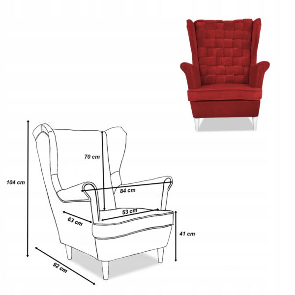 Zestaw wypoczynkowy Carol sofa fotele paski czerwony - obrazek 8