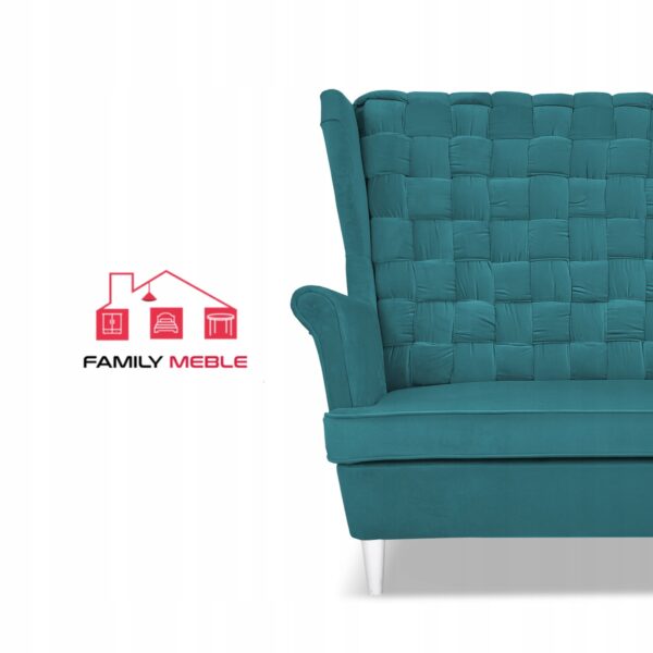 Zestaw wypoczynkowy Carol sofa fotele paski turkusowy - obrazek 3