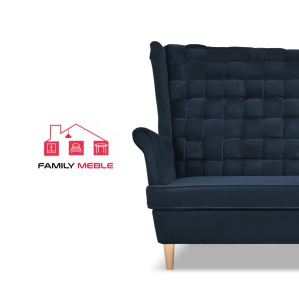 Zestaw wypoczynkowy Carol sofa fotele pufy paski granatowy - obrazek 3