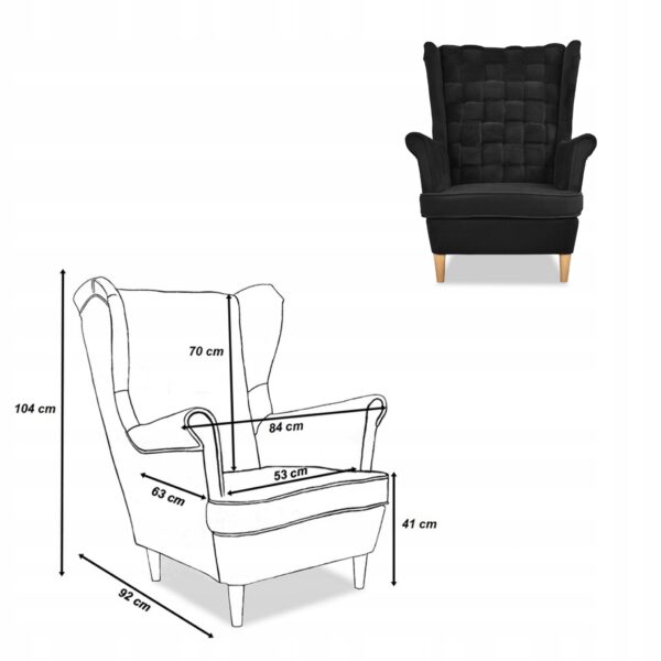Zestaw wypoczynkowy Carol sofa fotele paski czarny - obrazek 8