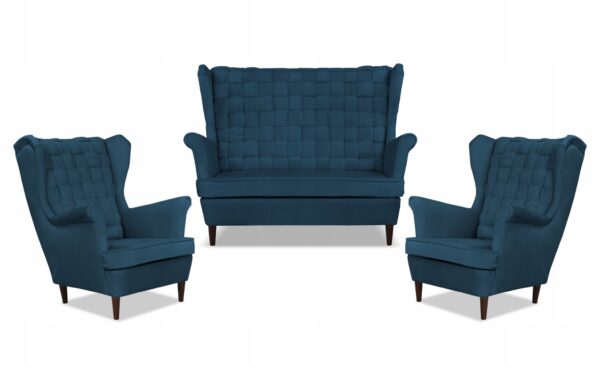 Zestaw wypoczynkowy Carol sofa fotele paski granatowy - obrazek 9
