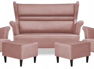 Zestaw wypoczynkowy mebli uszak Zoja sofa fotele pufy komplet nowy