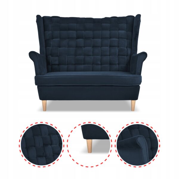 Zestaw wypoczynkowy Carol sofa fotele paski granatowy - obrazek 4