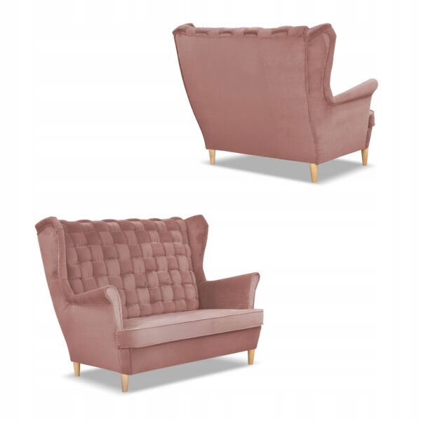 Zestaw wypoczynkowy Carol sofa fotele pufy paski różowy - obrazek 5