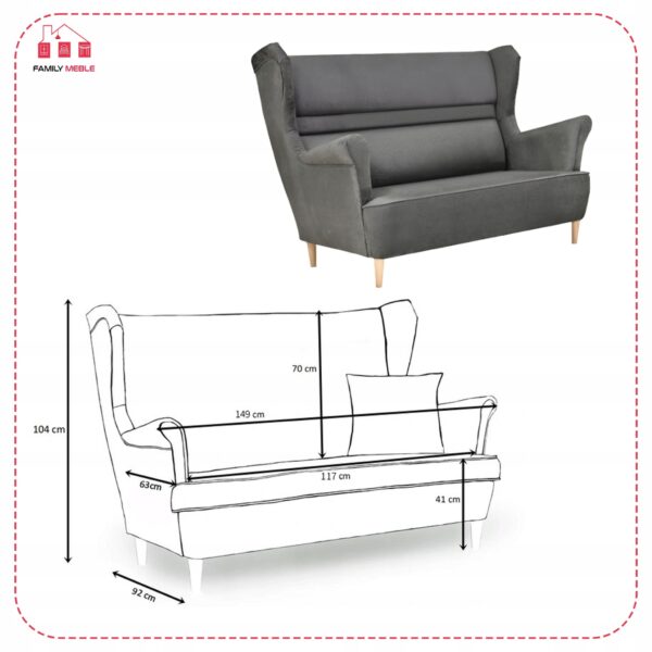 Zestaw wypoczynkowy mebli uszak Zoja sofa fotele pufy komplet nowy - obrazek 5