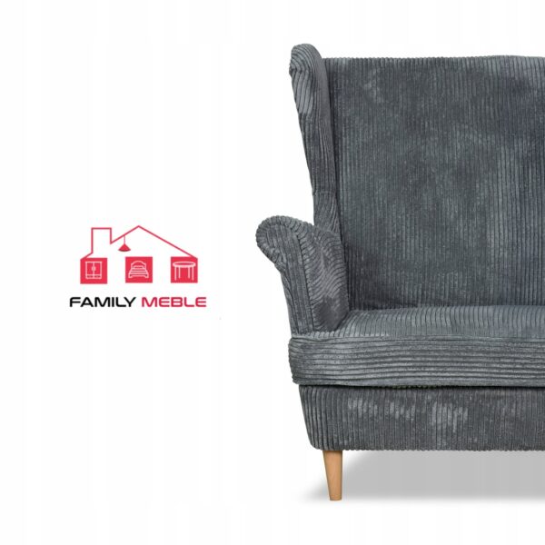 Zestaw wypoczynkowy uszak Bonito sofa fotele szary sztruks - obrazek 3