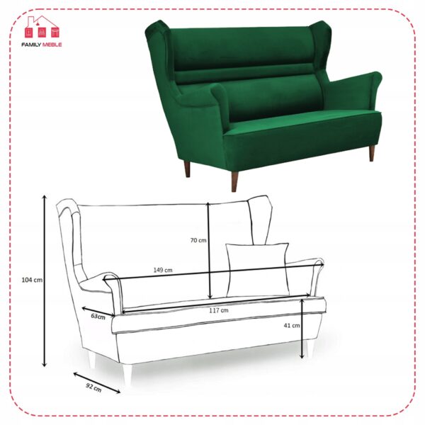 Zestaw wypoczynkowy mebli uszak Zoja sofa fotele pufy komplet nowy - obrazek 6