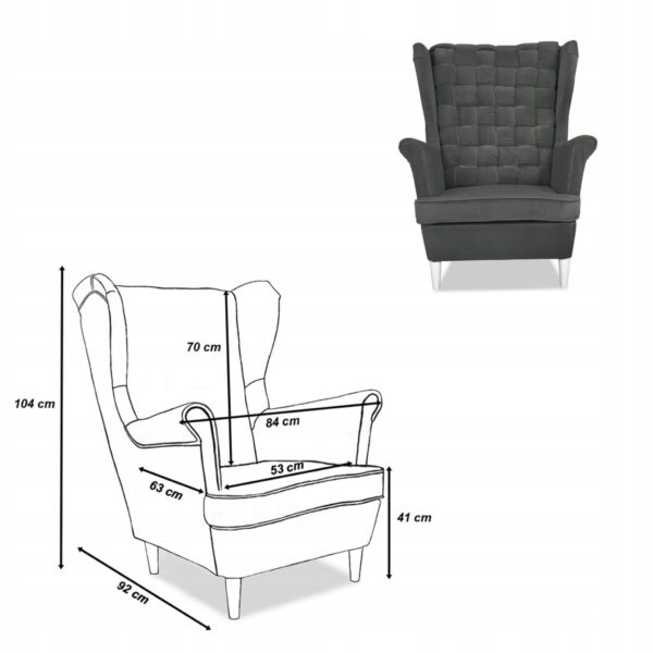Zestaw wypoczynkowy Carol sofa fotele paski grafitowy - obrazek 8