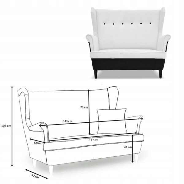 Zestaw wypoczynkowy ARI DUO sofa fotele czarno - biały - obrazek 6