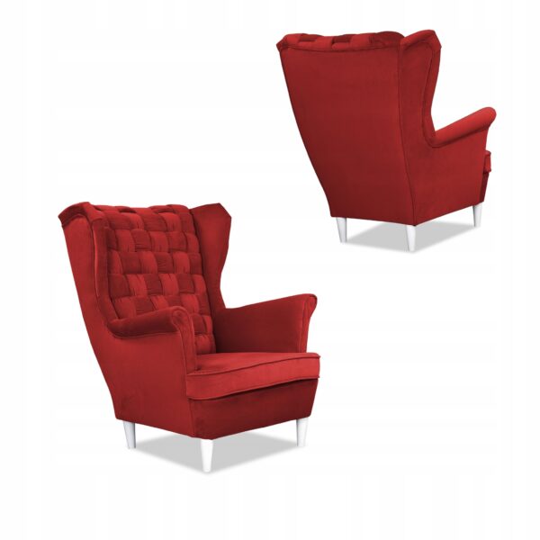 Zestaw wypoczynkowy Carol sofa fotele paski czerwony - obrazek 7