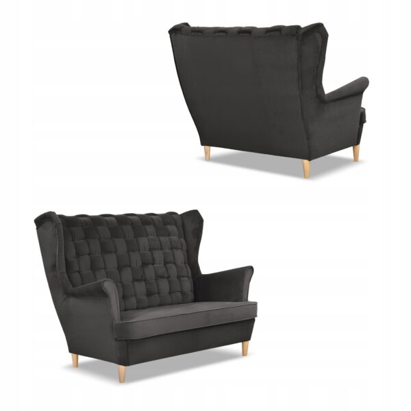 Zestaw wypoczynkowy Carol sofa fotele paski grafitowy - obrazek 5