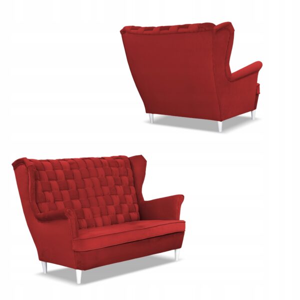 Zestaw wypoczynkowy Carol sofa fotele paski czerwony - obrazek 5