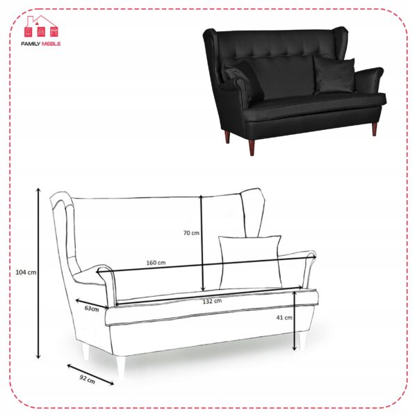 Zestaw wypoczynkowy mebli uszak Eko skóra sofa fotele skandynawskie - obrazek 7