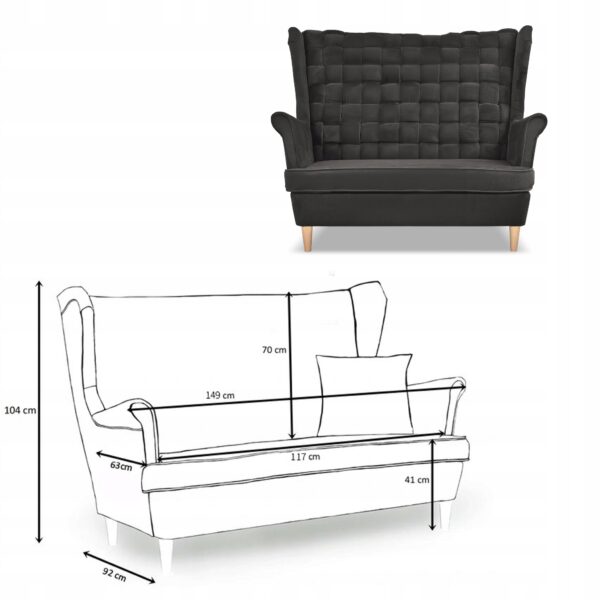 Zestaw wypoczynkowy Carol sofa fotele paski grafitowy - obrazek 6
