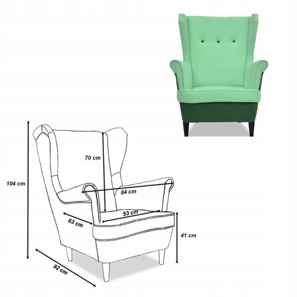 Zestaw wypoczynkowy ARI DUO sofa fotele zielono - miętowy - obrazek 8