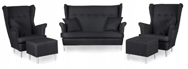 Zestaw wypoczynkowy mebli uszak Ari sofa fotele pufy komplet