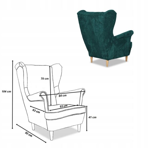 Zestaw wypoczynkowy uszak Bonito sofa fotele pufy zielony - obrazek 8