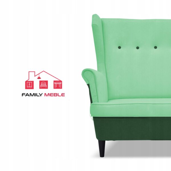 Zestaw wypoczynkowy ARI DUO sofa fotele pufy zielono - miętowy - obrazek 3