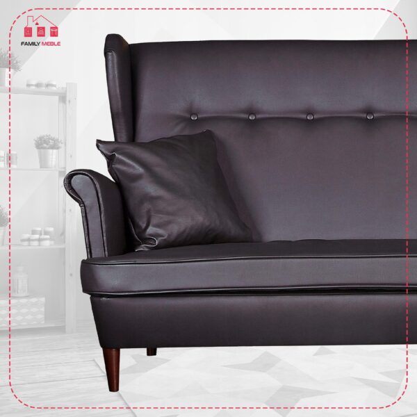 Zestaw wypoczynkowy mebli uszak Eko skóra sofa fotele pufy komplet - obrazek 3