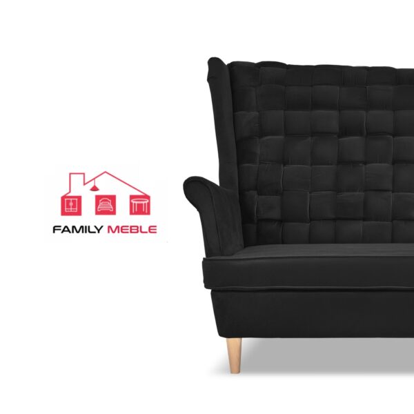 Zestaw wypoczynkowy Carol sofa fotele pufy paski czarny - obrazek 3