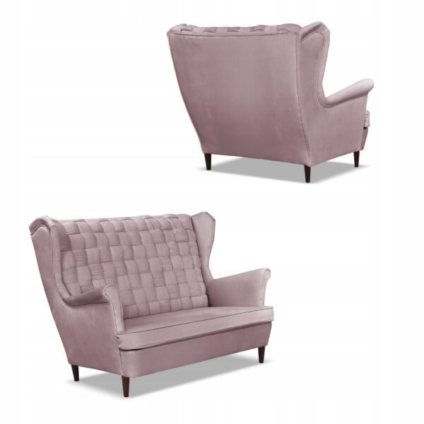 Zestaw wypoczynkowy Carol sofa fotele paski różowy - obrazek 5