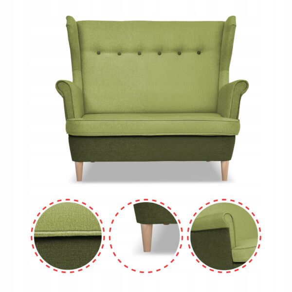 Zestaw wypoczynkowy ARI DUO sofa fotele pufy zielono - zielony - obrazek 4