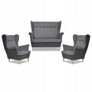 Zestaw wypoczynkowy ARI DUO sofa fotele szaro - szary