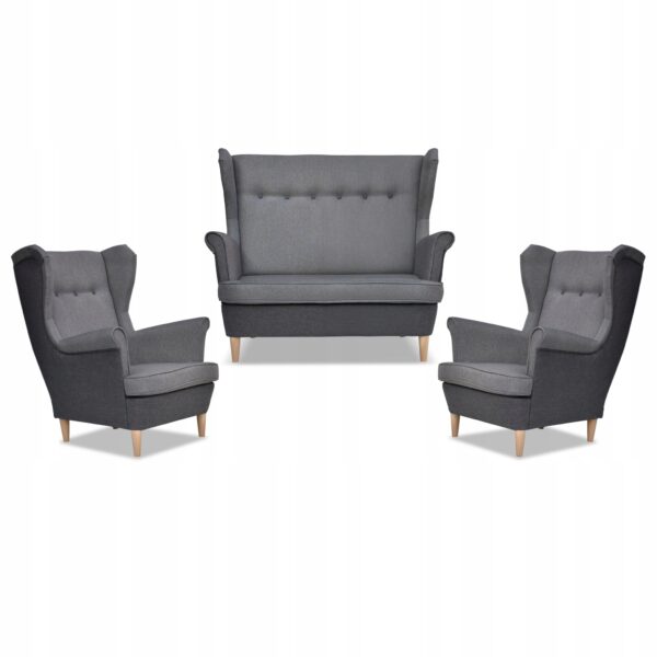 Zestaw wypoczynkowy ARI DUO sofa fotele szaro - szary