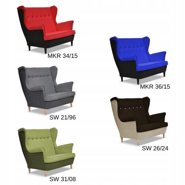 Zestaw wypoczynkowy ARI DUO sofa fotele czarno - niebieski - obrazek 11
