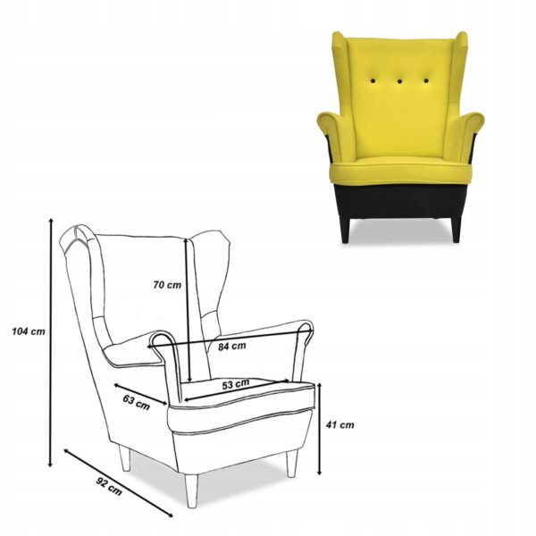 Zestaw wypoczynkowy ARI DUO sofa fotele czarno - żółty - obrazek 8