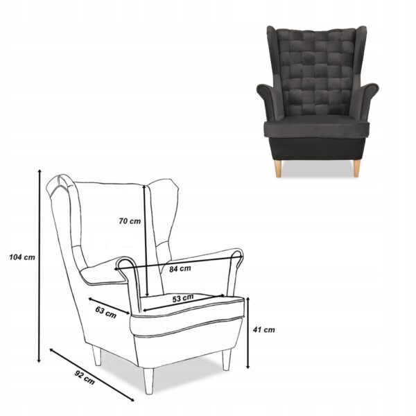 Zestaw wypoczynkowy Carol sofa fotele paski grafitowy - obrazek 8