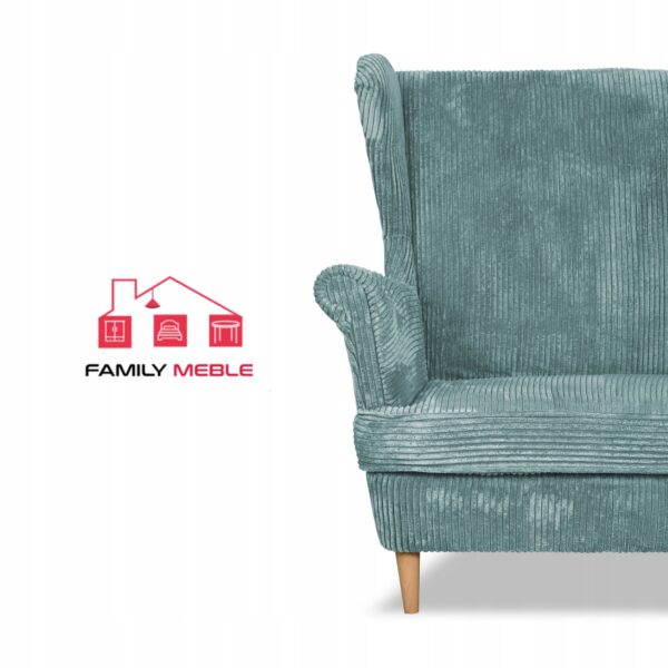 Zestaw wypoczynkowy uszak Bonito sofa fotele j.zielony sztruks - obrazek 3