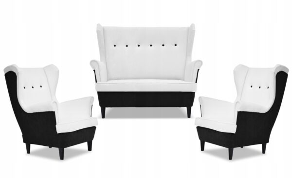 Zestaw wypoczynkowy ARI DUO sofa fotele czarno - biały - obrazek 9