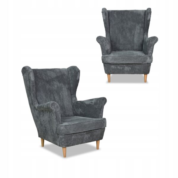 Zestaw wypoczynkowy uszak Bonito sofa fotele szary sztruks - obrazek 7