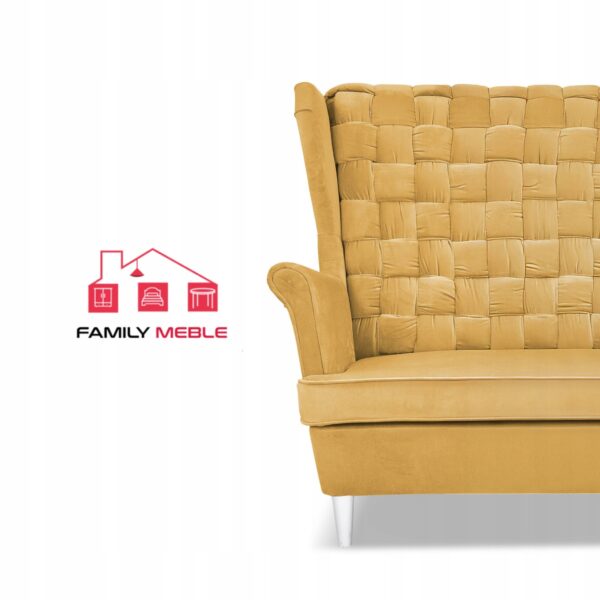Zestaw wypoczynkowy Carol sofa fotele pufy paski żółty miodowy - obrazek 3