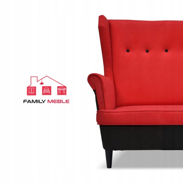 Zestaw wypoczynkowy ARI DUO sofa fotele czarno - czerwony - obrazek 3