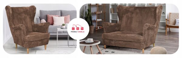 Zestaw wypoczynkowy uszak Bonito sofa fotele czarny sztruks - obrazek 2