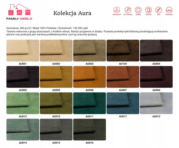 Zestaw wypoczynkowy mebli uszak Diana sofa fotele pufy komplet - obrazek 11