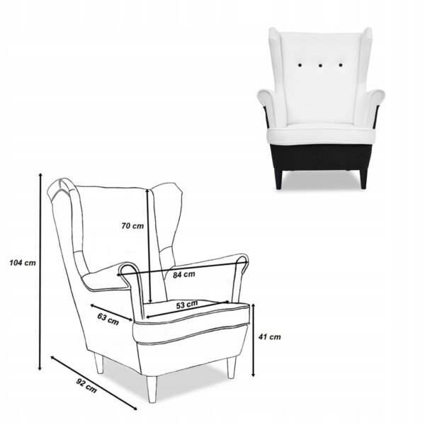 Zestaw wypoczynkowy ARI DUO sofa fotele czarno - biały - obrazek 8