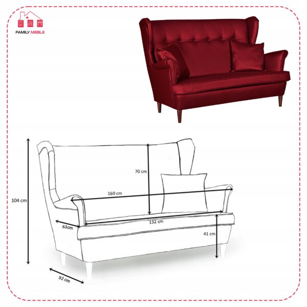 Zestaw wypoczynkowy mebli uszak Eko skóra sofa fotele pufy komplet - obrazek 7