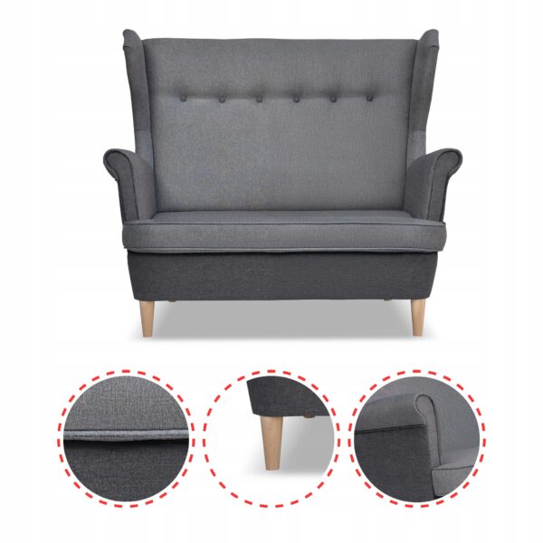 Zestaw wypoczynkowy ARI DUO sofa fotele pufy szaro - szary - obrazek 4