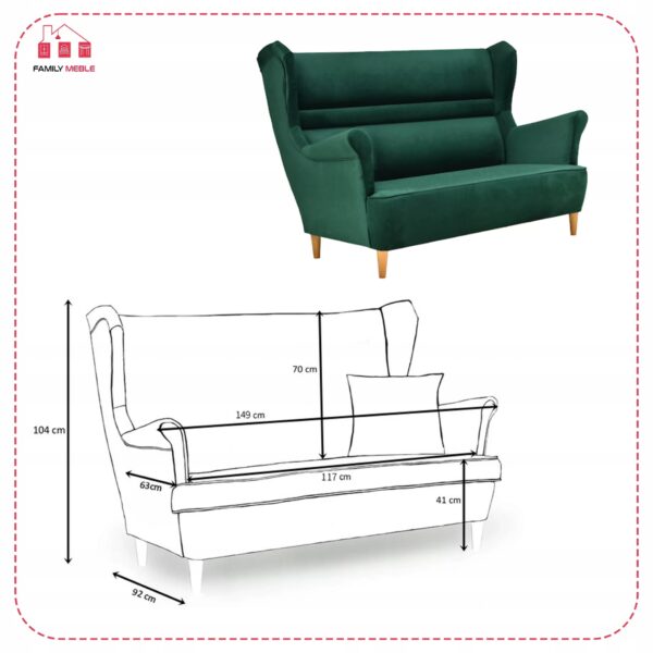 Zestaw wypoczynkowy mebli uszak Zoja sofa fotele skandynawskie - obrazek 5
