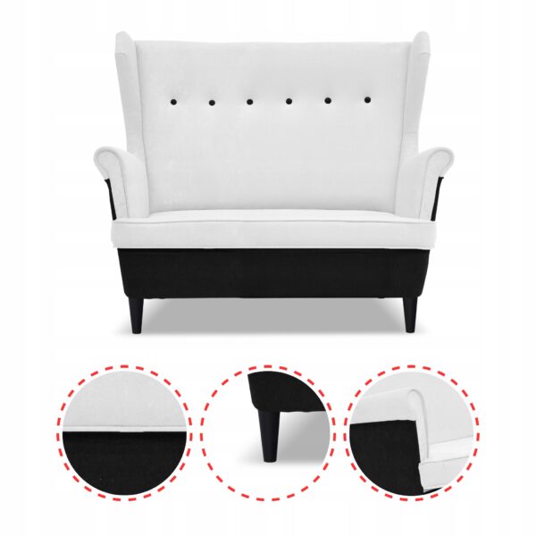 Zestaw wypoczynkowy ARI DUO sofa fotele czarno - biały - obrazek 4