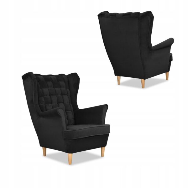 Zestaw wypoczynkowy Carol sofa fotele paski czarny - obrazek 7