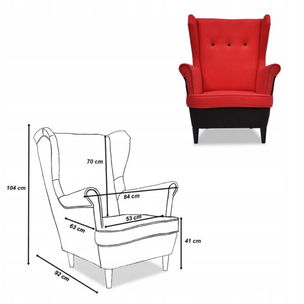 Zestaw wypoczynkowy ARI DUO sofa fotele czarno - czerwony - obrazek 8