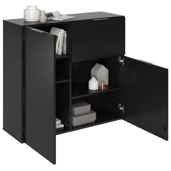 FMD Komoda z szufladą i drzwiczkami, 89,1x31,7x81,3 cm, czarna - obrazek 5
