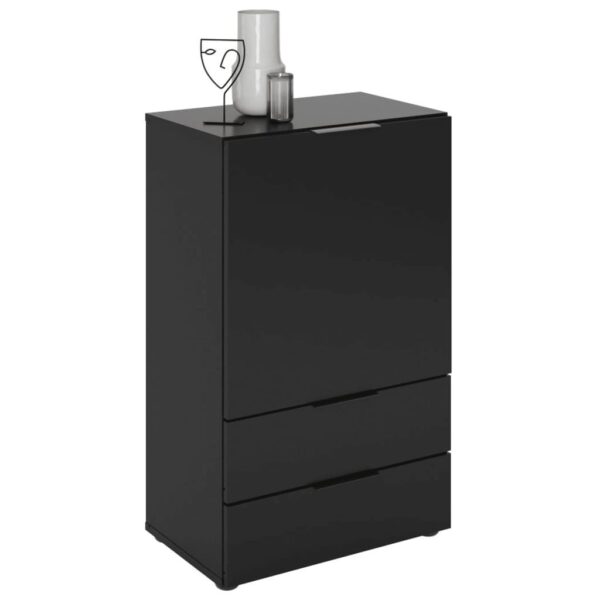 FMD Komoda z szufladą i drzwiczkami, 49,7x31,7x81,3 cm, czarna - obrazek 3