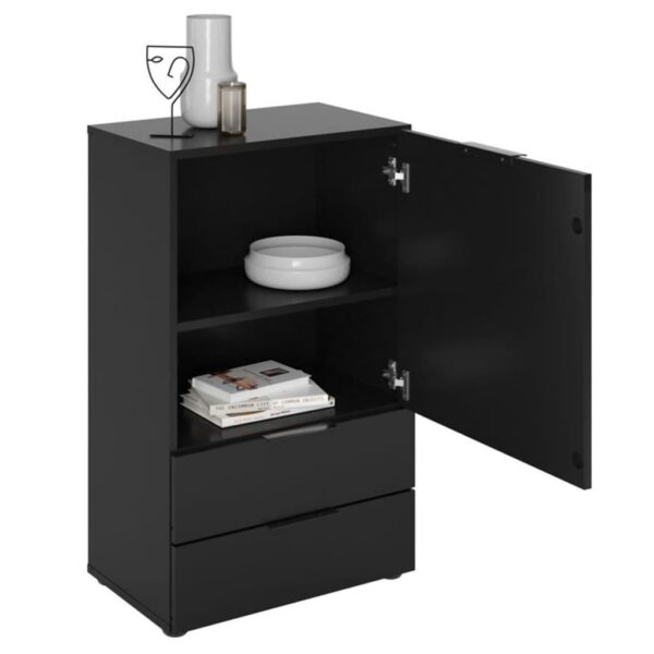 FMD Komoda z szufladą i drzwiczkami, 49,7x31,7x81,3 cm, czarna - obrazek 4