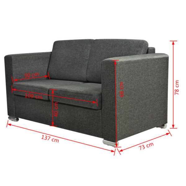 2 osobowa sofa tapicerowana ciemnoszara - obrazek 7