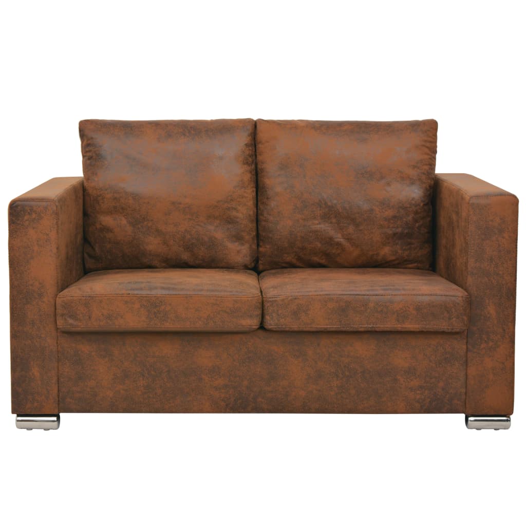 Sofa 2-osobowa, 137 x 73 x 82 cm, sztuczny zamsz - obrazek 2